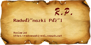 Radvánszki Pál névjegykártya